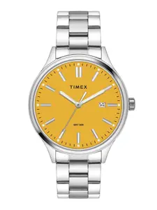 Timex Men Brass Dial & Stainless Steel Bracelet Style Straps Analogue Watch TWEG18428