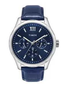 Timex Men Brass Dial & Leather Straps Analogue Multi Function Watch TW0TG7632