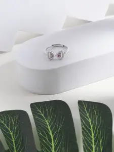 DIAVO 925 sterling Rhodium Plated Cubic Zirconia Stone Studded Finger Ring