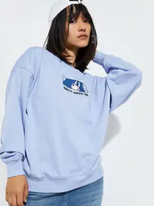 max URB_N Women Oversized Back Printed Sweatshirt