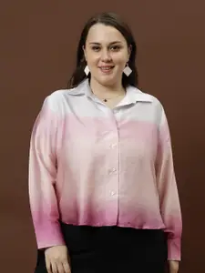 Athena Ample Ombre Print Satin Shirt Style Top