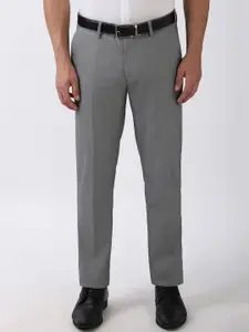 Peter England Men Textured Printed Slim Fit Formal Trouser