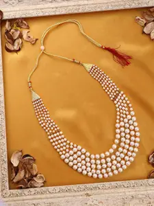 SOHI Gold-Plated Pearls Beaded Mehmooni Multi-Layered Necklace