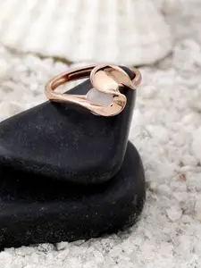 DIAVO 925 Sterling Silver Rose Gold Plated Finger Ring