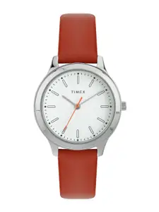 Timex Women Brass Dial & Leather Straps Analogue Watch TW00ZR407