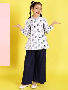BAESD Girls Abstract Printed Shirt Collar Top