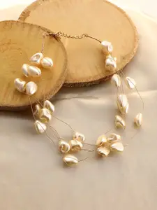 SOHI Gold-Plated Pearls The Medium Riviera Collar Necklace