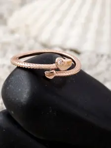 DIAVO Rose Gold Plated 925 Sterling Silver Artificial Stones Adjustable Finger Ring
