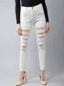 DOLCE CRUDO Skinny High Rise Ripped Regular length Stretchable Denim Jeans