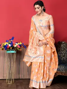 Areca Designer Ethnic Motifs Zari Linen Blend Banarasi Saree