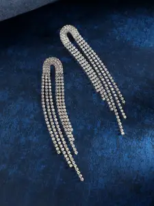 SOHI Silver Plated Crystals Drop Earrings