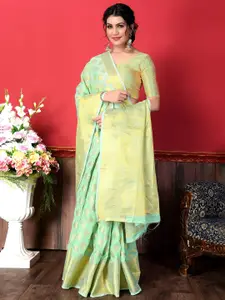 Areca Designer Ethnic Motifs Zari Linen Blend Banarasi Saree