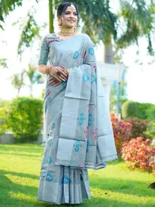 Areca Designer Ethnic Motifs Zari Linen Blend Banarasi Saree