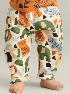 My Milestones Infant Boys Printed Cotton Mid-Rise Joggers
