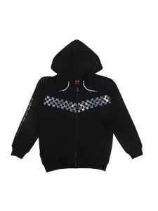 Gini and Jony Boys Cotton Printed Hooded neck Bomber Jacket