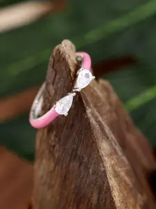 DIAVO 925 Sterling Silver Rhodium-Plated Artificial-Stones Studded Avani Finger Ring