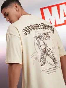 HIGHLANDER Men Deadpool Printed Oversized Drop Shoulder Sleeves Cotton Tshirt