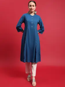 Shree Mandarin Collar Thread Work A-Line Kurta