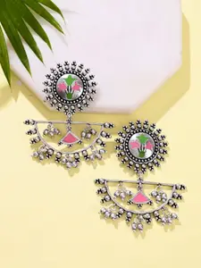 Sangria Silver Plated Oxidised Drop Earrings