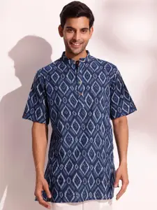 Fabindia Dabu Printed Mandarin Collar Cotton Short Kurta