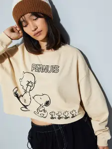 max URB_N Women Cotton Printed Cropped Sweatshirt