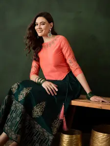 Sangria Printed Three Quarter Sleeve Lehenga Choli