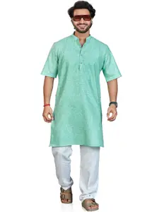 Authentics Mandarin Collar Cotton Linen Straight Kurta