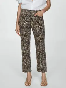 MANGO Women Animal Print Straight Fit Jeans