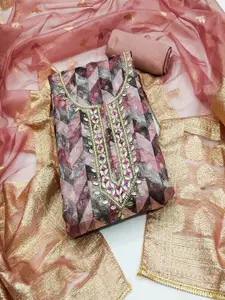 ASISA Ethnic Motifs Embroidered Beads and Stones Organza Unstitched Dress Material