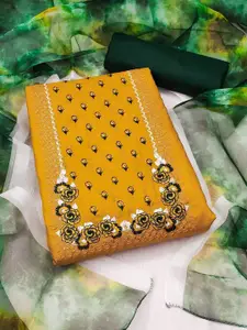 JULEE Floral Embroidered Sequinned Detail Pure Silk Unstitched Dress Material