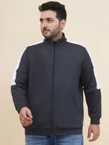 John Pride Plus Size Men Solid Mock Collar Sweatshirt