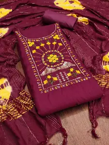 JULEE Floral Embroidered Sequinned Pure Silk Unstitched Dress Material