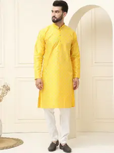 SOJANYA Geometric Embroidered Thread Work Silk Cotton Straight Kurta with Pyjamas