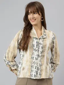 Latin Quarters Women Spread Collar Abstract Printed Casual Shirt