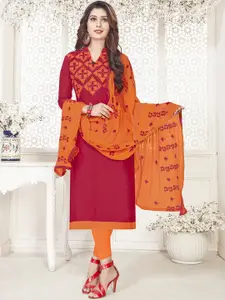 JULEE Ethnic Motifs Embroidered Silk Chiffon Unstitched Dress Material