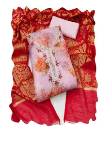 ASISA Ethnic Motifs Embroidered Beads and Stones Organza Unstitched Dress Material