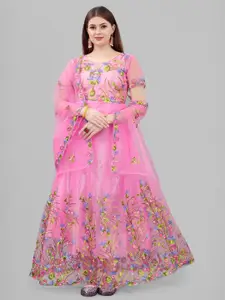 JULEE Floral Embroidered Net Fit & Flare Maxi Dress