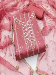 ASISA Ethnic Motifs Embroidered Beads and Stones Art Silk Unstitched Dress Material