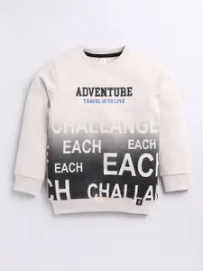 Ginie Boys Typography Printed Round Neck Cotton Sweatshirt