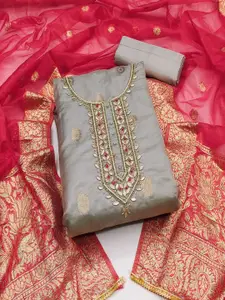 ASISA Floral Embroidered Beads and Stones Unstitched Dress Material