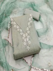 ASISA Floral Embroidered Beads and Stones Pure Cotton Unstitched Dress Material