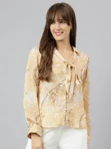 Latin Quarters Women Spread Collar Abstract Printed Casual Shirt