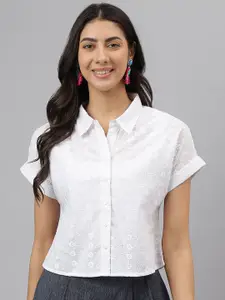 Latin Quarters Women Spread Collar Floral Printed Cotton Casual Shirt