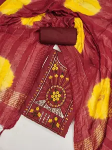 JULEE Floral Embroidered Sequinned Detail Pure Silk Unstitched Dress Material