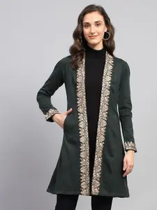 Monte Carlo Women Woollen Longline with Embroidered Detail