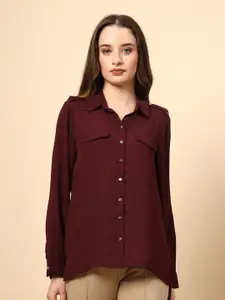 Gipsy Women New Spread Collar Solid Casual Shirt