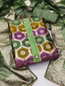 JULEE Floral Woven Design Organza Unstitched Dress Material