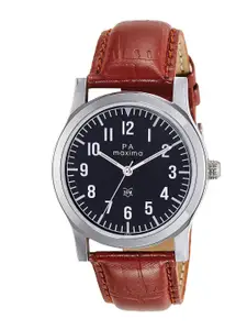 maxima Men Dial & Leather Straps Analogue Watch O-49560LMGI