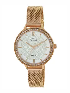 maxima Women Embellished Dial & Stainless Steel Straps Analogue Watch 66233CMLR