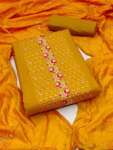 JULEE Floral Embroidered Sequinned Detail Pure Silk Unstitched Dress Material